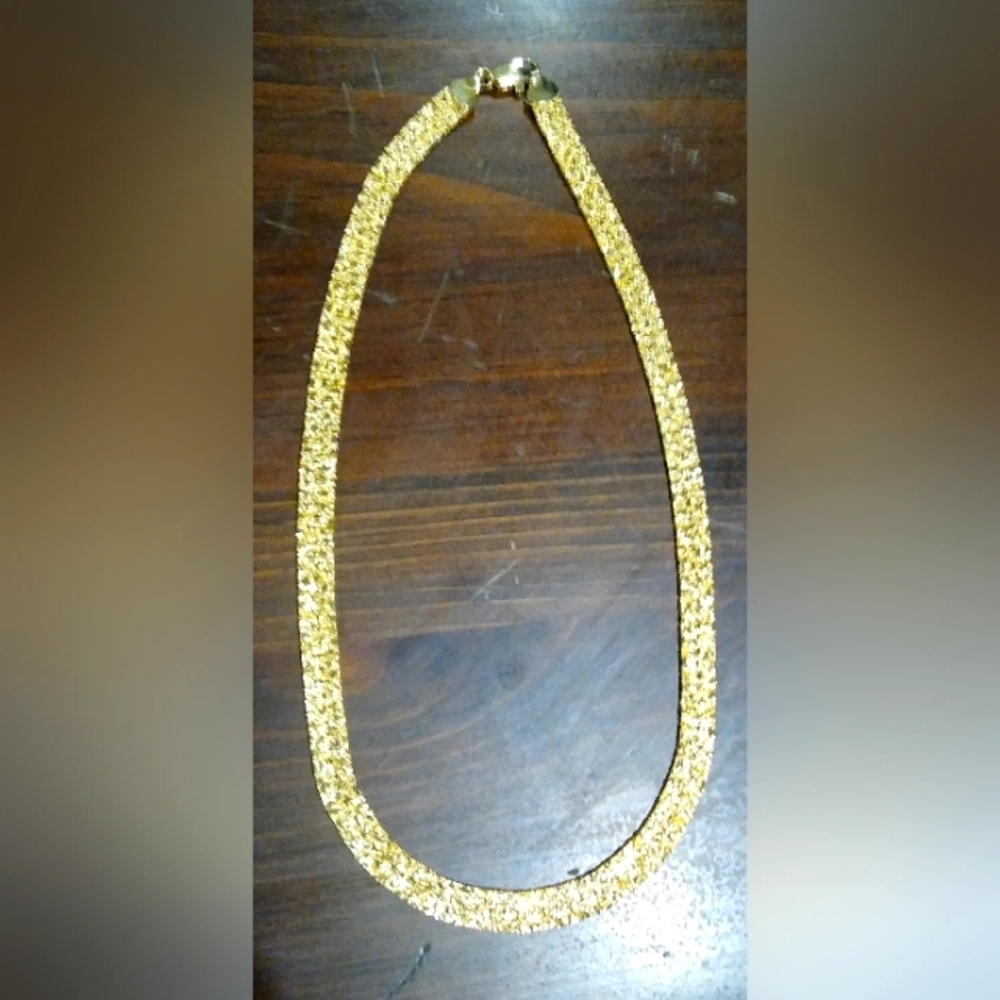 Vintage Gold Shield Nugget Necklace 18"